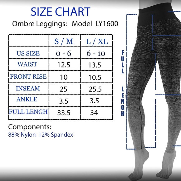 Seamless Ombre leggings dry-fit workout pants yoga gym black blue high waist - Picture 4 of 4